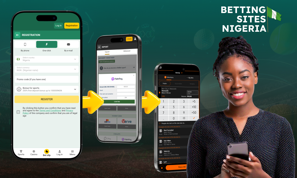 To start betting in Nigeria, players need to choose a website, register, and make a deposit